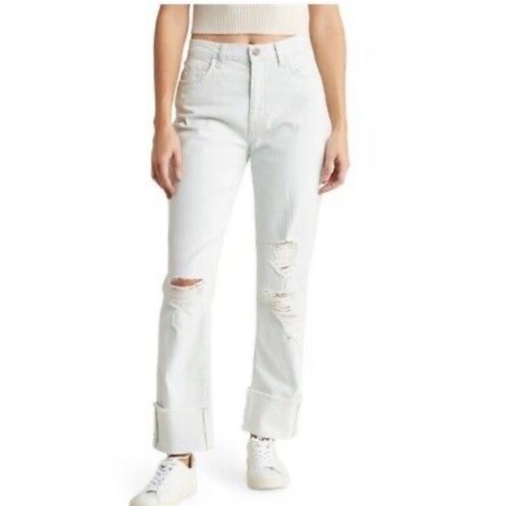 CURRENT‎ ELLIOTT Relaxed Cuff Boyfriend Jeans Distress Oblique Size 28 NWT $178